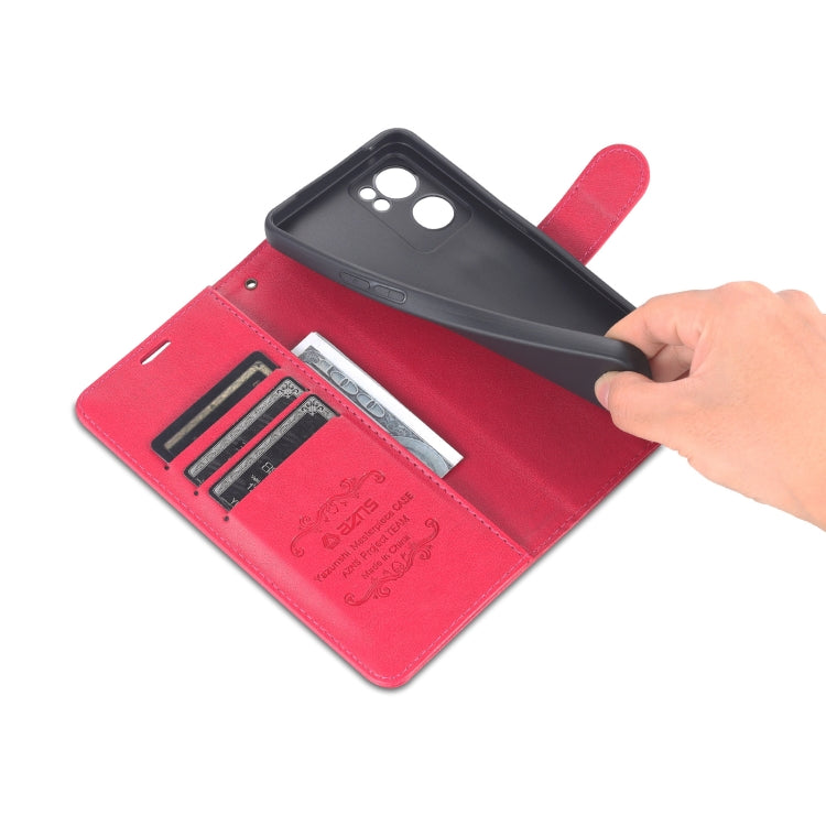 For OPPO Reno7 Pro 5G AZNS Sheepskin Texture Flip Leather Phone Case(Red)