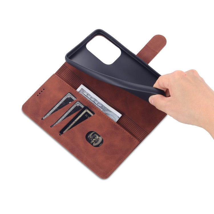 For Samsung Galaxy A33 5G AZNS Skin Feel Calf Texture Horizontal Flip Leather Phone Case(Brown)