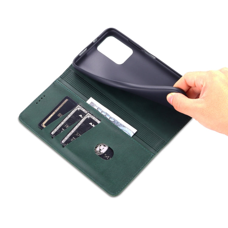 For Redmi Note 11 4G Overseas Version / Note 11S AZNS Magnetic Calf Texture Leather Phone Case(Dark Green)
