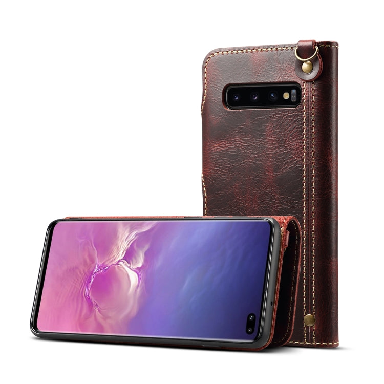 Denior Oil Wax Cowhide Magnetic Button Horizontal Flip Leather Case with Card Slots & Wallet, For Galaxy Note9, For Huawei Mate 20, For Huawei Mate 20 Pro, For Galaxy S10, For Galaxy S10e, For Galaxy S10 Plus