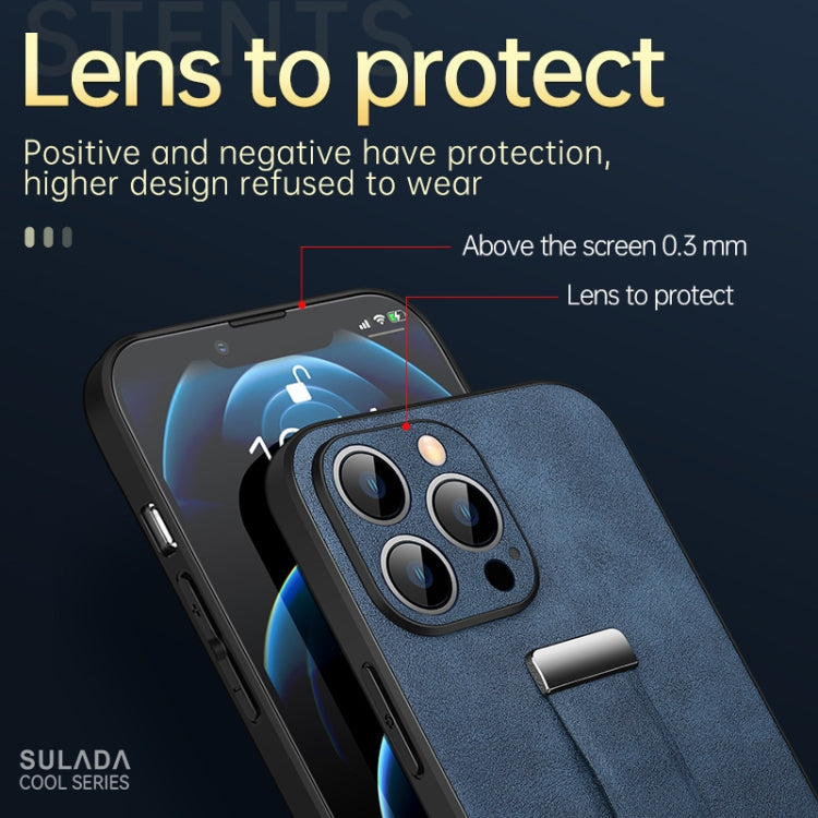 For iPhone 12 Pro SULADA Cool Series PC + Leather Texture Skin Feel Shockproof Phone Case (Blue)