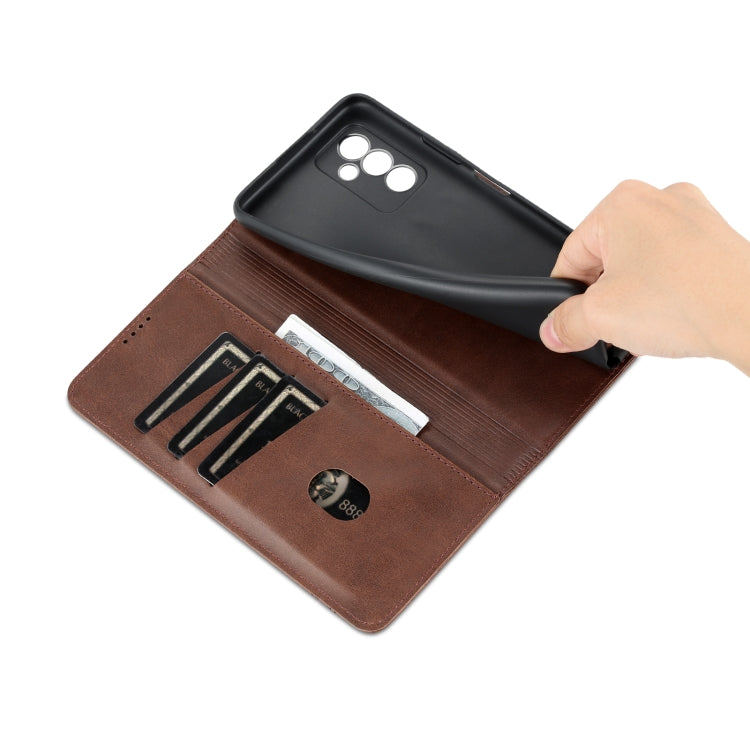 For Huawei Maimang 11 AZNS Magnetic Calf Texture Flip Leather Phone Case(Dark Brown)