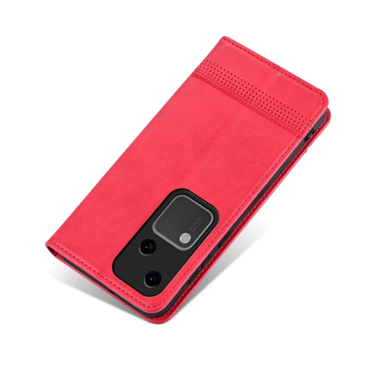 For vivo S18 AZNS Magnetic Calf Texture Leather Phone Case(Red)