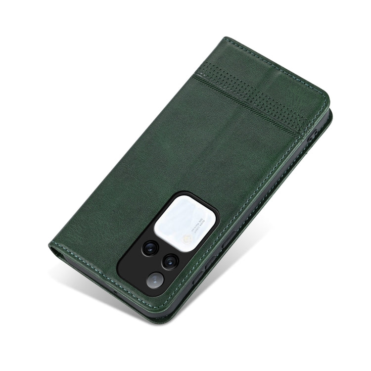 For vivo S18 Pro AZNS Magnetic Calf Texture Leather Phone Case(Dark Green)