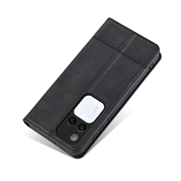 For vivo S18 Pro AZNS Magnetic Calf Texture Leather Phone Case(Black)