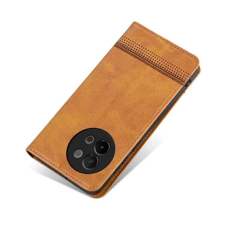For vivo S18e AZNS Magnetic Calf Texture Leather Phone Case(Light Brown)