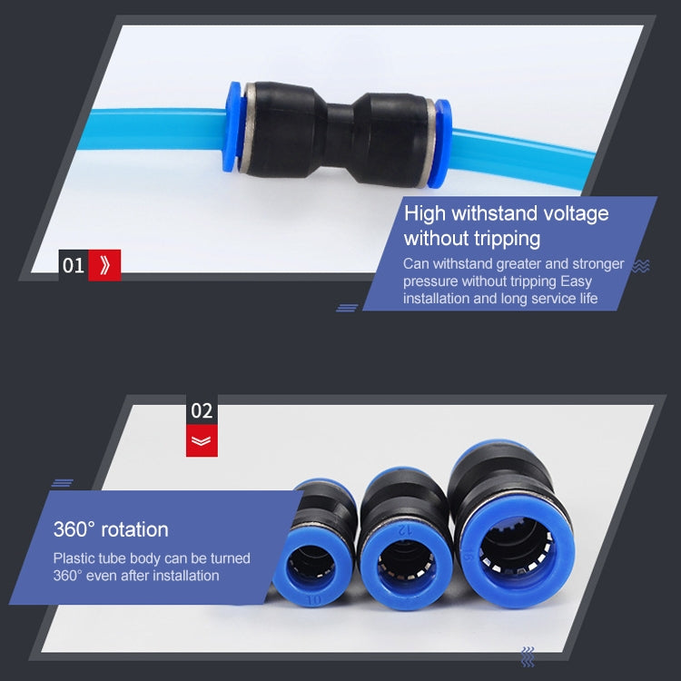 PU-16 LAIZE 10pcs PU Plastic Straight Pneumatic Quick Fitting Connector