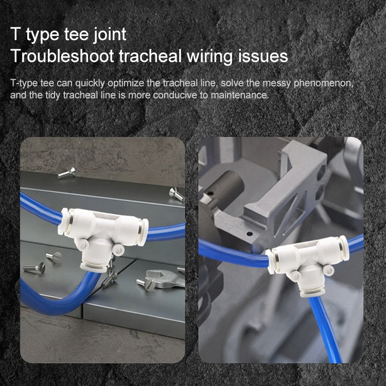 PEG8-4 LAIZE 2pcs PW T-type Tee Reducing Pneumatic Quick Fitting Connector