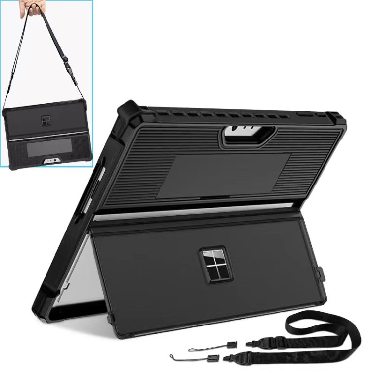 Striped Hollow Tablet Case with Holder Cover and Shoulder Strap, For Microsoft Surface Pro 8, For Microsoft Surface Pro 9