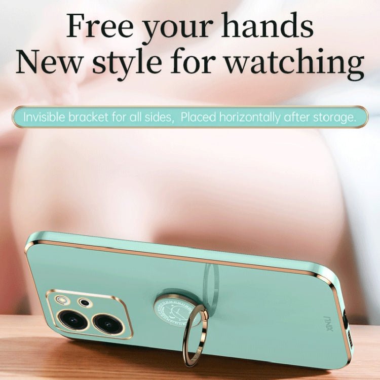 XINLI Straight Edge Electroplate TPU Phone Case with Ring, For Honor 80 SE 5G