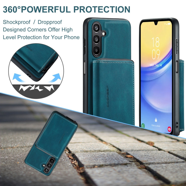 For Samsung Galaxy A15 5G JEEHOOD Magnetic Zipper Horizontal Flip Leather Phone Case(Blue)