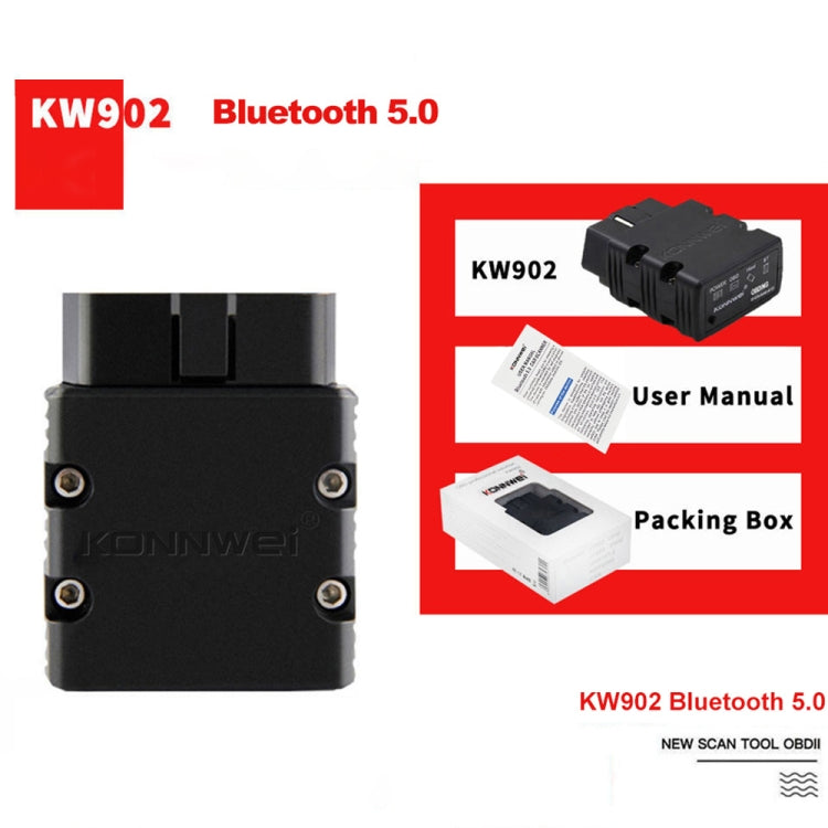 KONNWEI KW902 Bluetooth 5.0 OBD2 Car Fault Diagnostic Scan Tools Support IOS / Android(Orange)