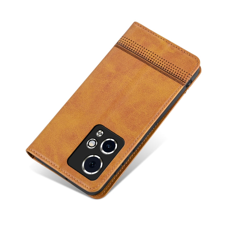 For Honor 90 GT AZNS Magnetic Calf Texture Flip Leather Phone Case(Light Brown)