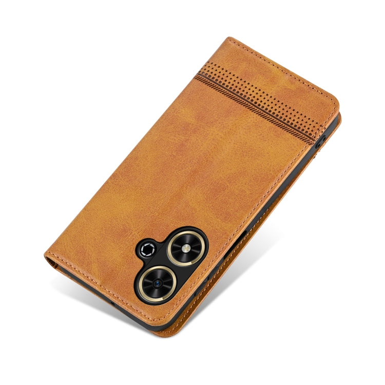 For Honor Play 50/Play 50m 5G AZNS Magnetic Calf Texture Flip Leather Phone Case(Light Brown)