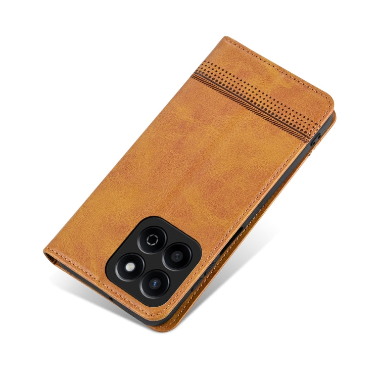 For Honor Play 60 Plus AZNS Magnetic Calf Texture Flip Leather Phone Case(Light Brown)