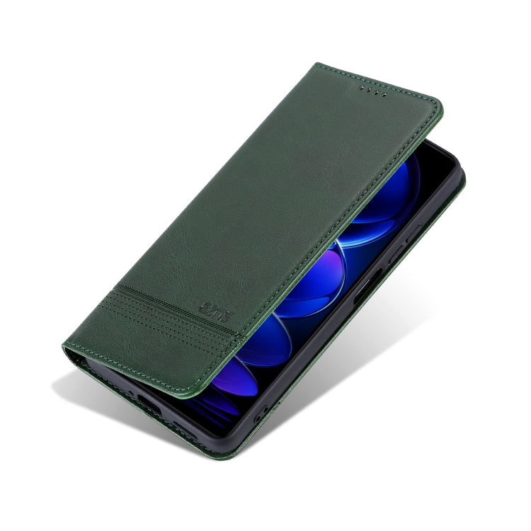 For Honor 200 Lite Global AZNS Magnetic Calf Texture Flip Leather Phone Case(Dark Green)