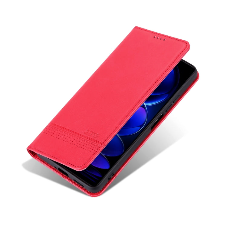For Honor 200 Lite Global AZNS Magnetic Calf Texture Flip Leather Phone Case(Red)