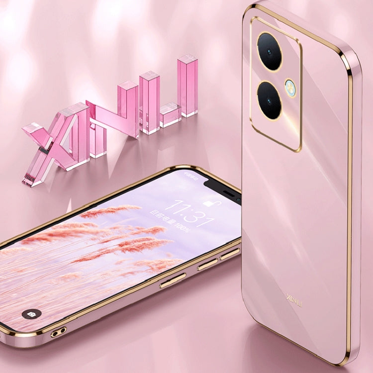 For vivo Y78+ XINLI Straight Edge 6D Electroplate TPU Phone Case(Hawthorn Red)