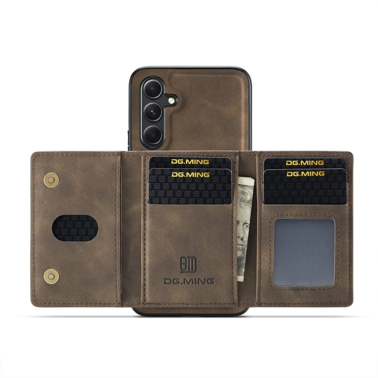 For Samsung Galaxy A54 5G DG.MING M2 Series 3-Fold Multi Card Bag + Magnetic Phone Case(Coffee)