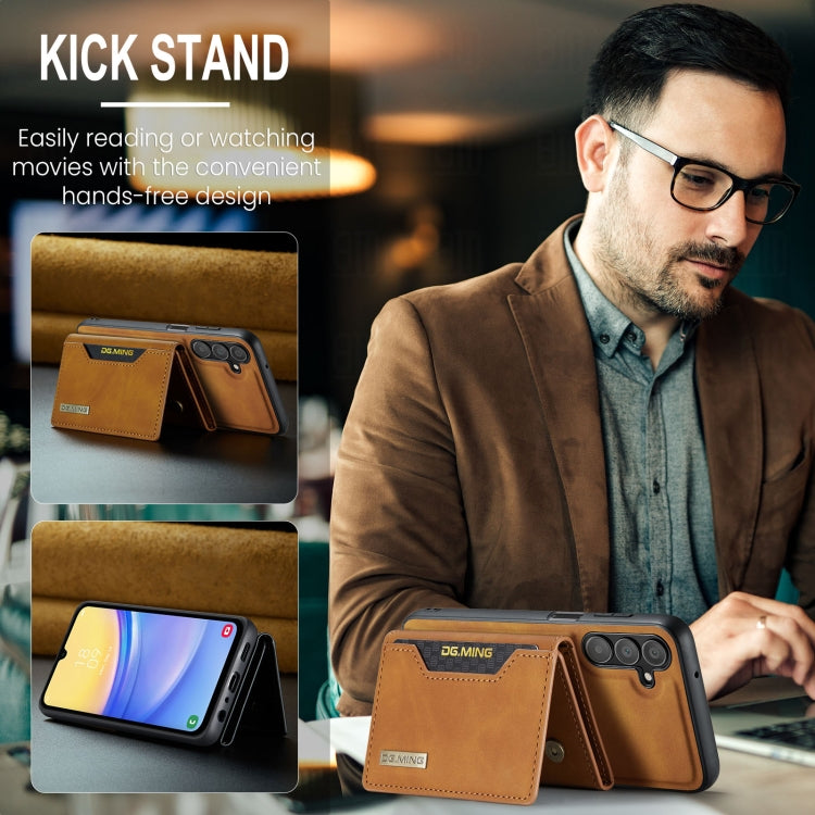 For Samsung Galaxy A15 5G / A15 4G DG.MING M2 Series 3-Fold Multi Card Bag + Magnetic Phone Case(Brown)