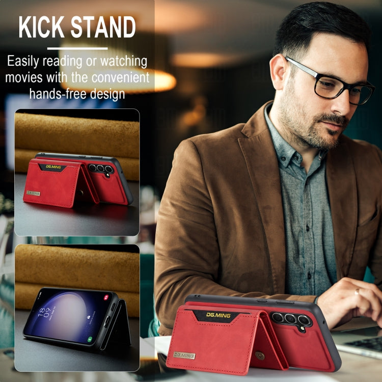For Samsung Galaxy A55 5G DG.MING M2 Series 3-Fold Multi Card Bag + Magnetic Phone Case(Red)