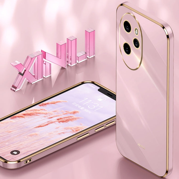For Honor 100 Pro XINLI Straight Edge 6D Electroplate TPU Phone Case with Ring Holder(Pink)