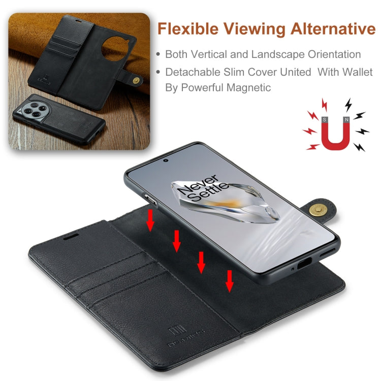 For OnePlus 12 DG.MING Crazy Horse Texture Detachable Magnetic Leather Case(Black)