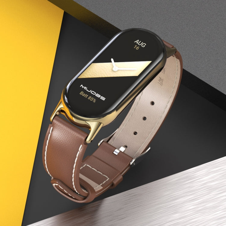 Mijobs Genuine Leather Watch Band, For Xiaomi Smart Band 10 / 9 / 8