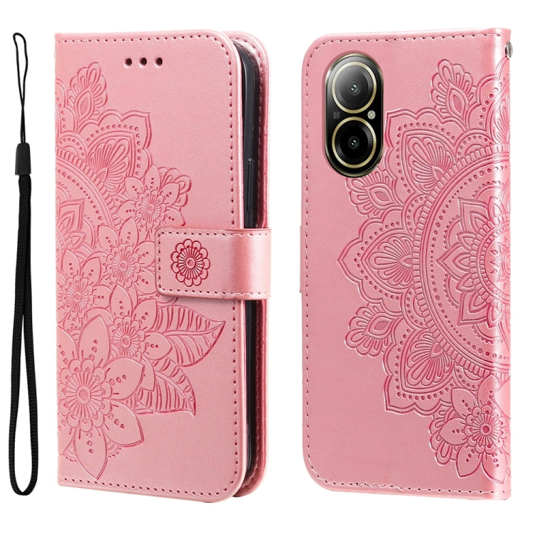 Seven-petal Flowers Embossing Leather Phone Case, For Realme 12 5G, For Realme 12+, For Realme 12 Pro+, For Realme C67 4G Global