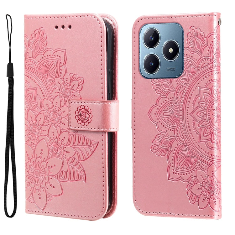 Seven-petal Flowers Embossing Leather Phone Case, For Realme 13+, For Realme 13 Pro / 13 Pro+ / P1 Pro Global, For Realme GT 6 / GT Neo6 SE, For Realme C63 / C61 / Note 60