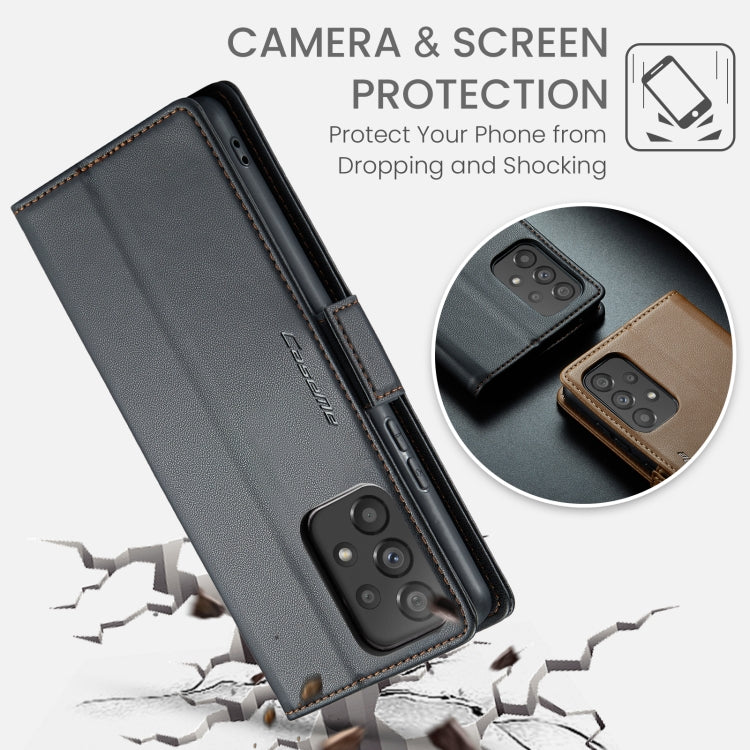 For Samsung Galaxy A53 CaseMe 023 Butterfly Buckle Litchi Texture RFID Anti-theft Leather Phone Case(Black)