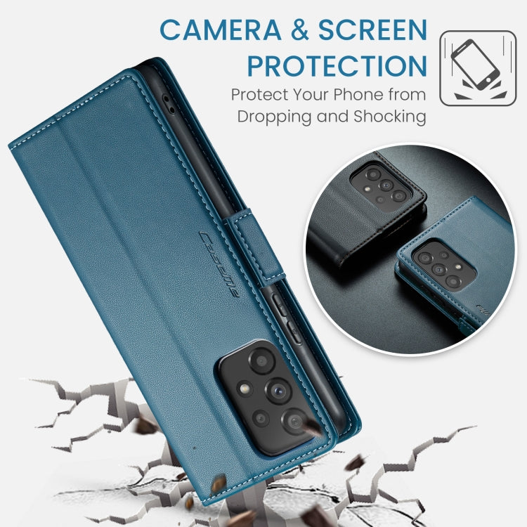 For Samsung Galaxy A53 CaseMe 023 Butterfly Buckle Litchi Texture RFID Anti-theft Leather Phone Case(Blue)