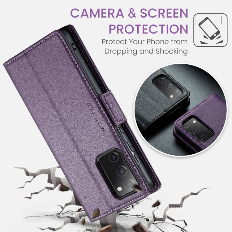 For Samsung Galaxy S20 FE CaseMe 023 Butterfly Buckle Litchi Texture RFID Anti-theft Leather Phone Case(Pearly Purple)