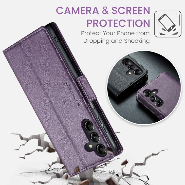 For Samsung Galaxy A14 4G/5G CaseMe 023 Butterfly Buckle Litchi Texture RFID Anti-theft Leather Phone Case(Pearly Purple)