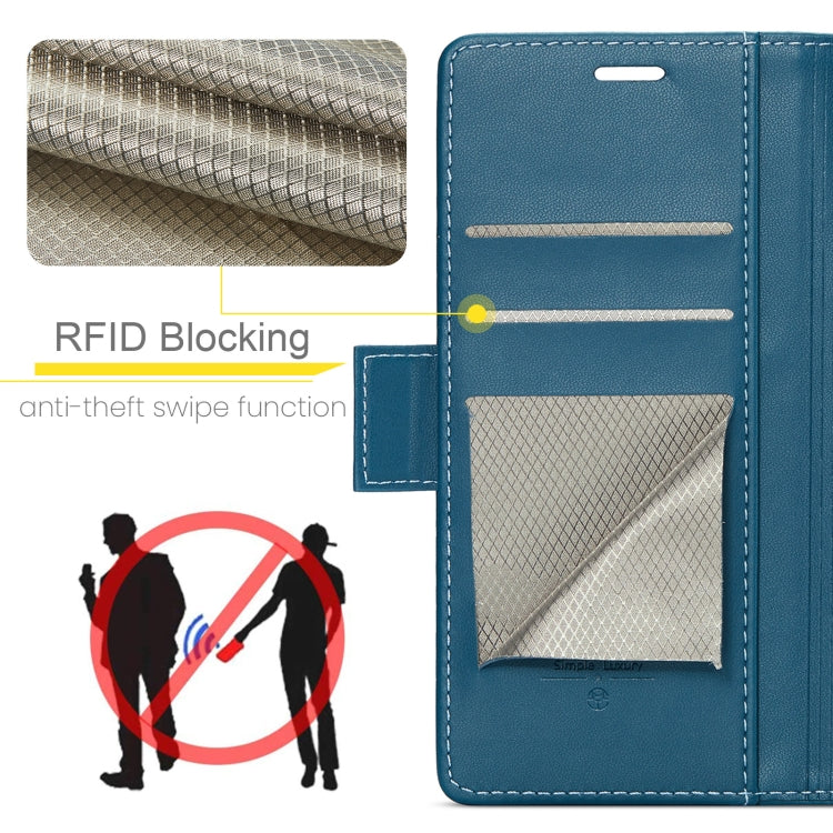For Samsung Galaxy A05s CaseMe 023 Butterfly Buckle Litchi Texture RFID Anti-theft Leather Phone Case(Blue)
