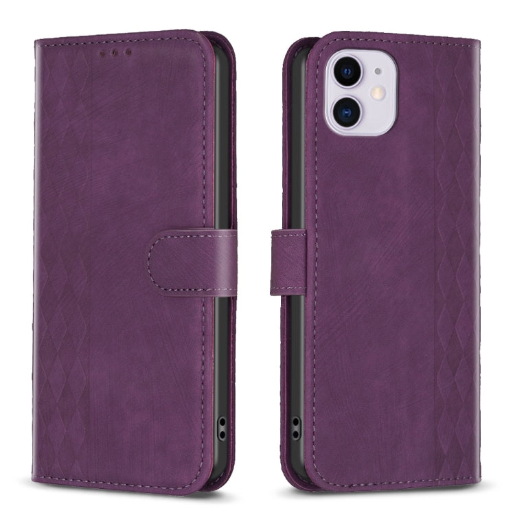 Plaid Embossed Leather Phone Case, For iPhone 13 Pro Max, For iPhone 12 / 12 Pro, For iPhone 12 Pro Max, For iPhone 11