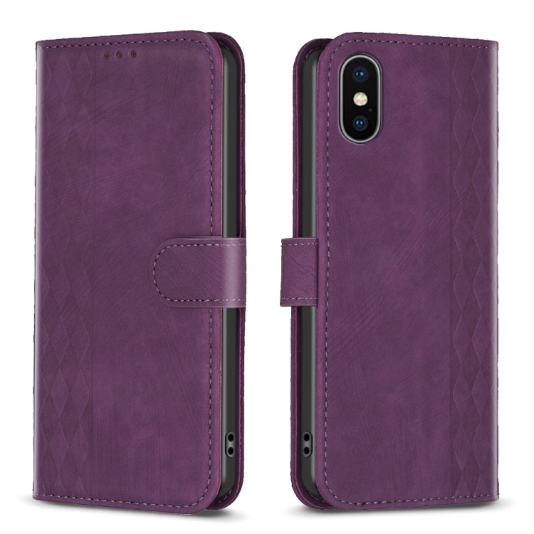 Plaid Embossed Leather Phone Case, For iPhone 15 Plus, For iPhone 11 Pro, For iPhone 11 Pro Max, For iPhone X / XS