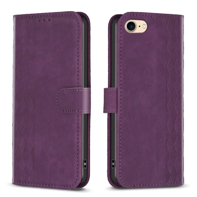 Plaid Embossed Leather Phone Case, For iPhone XR, For iPhone XS Max, For iPhone 15, For iPhone SE 2022 / 7 / 8