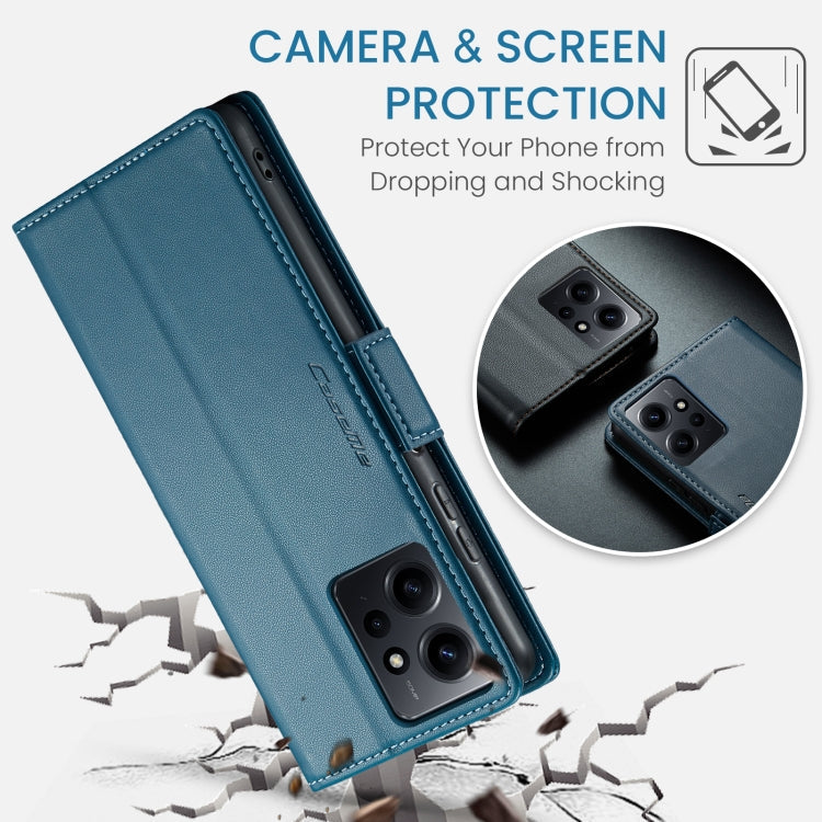 For Xiaomi Redmi Note 12 4G Global CaseMe 023 Butterfly Buckle Litchi Texture RFID Anti-theft Leather Phone Case(Blue)