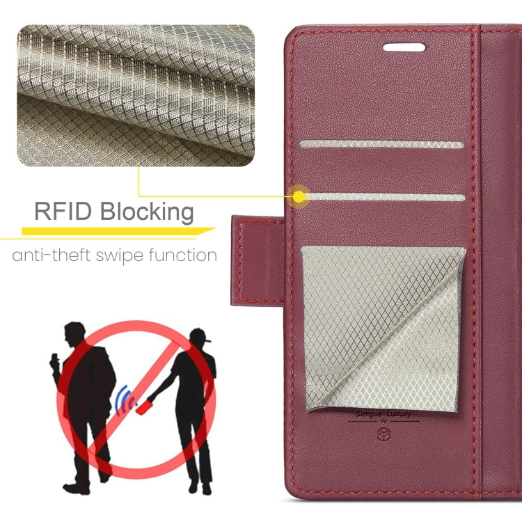 For Xiaomi 14 CaseMe 023 Butterfly Buckle Litchi Texture RFID Anti-theft Leather Phone Case(Wine Red)