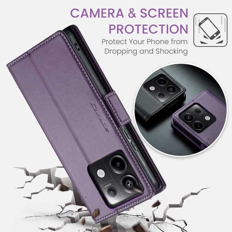For Xiaomi Redmi Note 13 Pro 5G CaseMe 023 Butterfly Buckle Litchi Texture RFID Anti-theft Leather Phone Case(Pearly Purple)