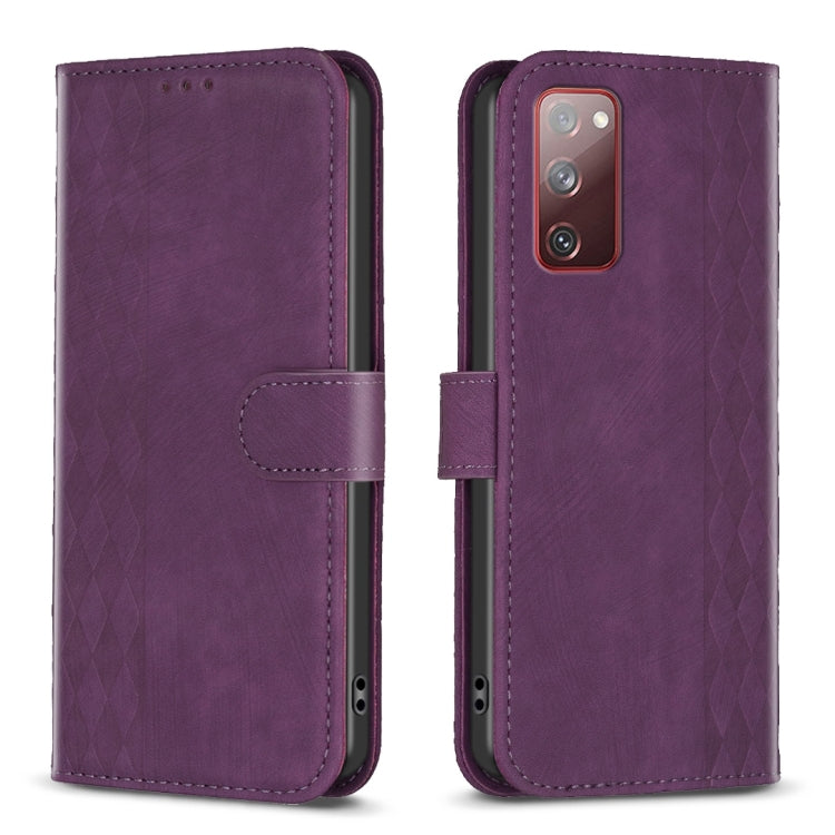 Plaid Embossed Leather Phone Case, For Samsung Galaxy S21 FE 5G, For Samsung Galaxy S20, For Samsung Galaxy S20+, For Samsung Galaxy S20 FE