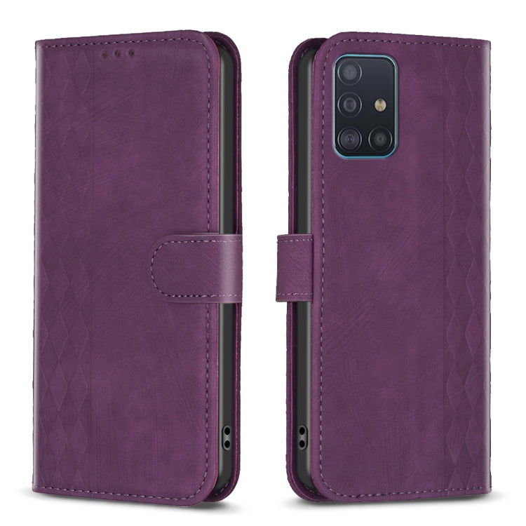 Plaid Embossed Leather Phone Case, For Samsung Galaxy A34, For Samsung Galaxy A41, For Samsung Galaxy A42 5G, For Samsung Galaxy A51 4G