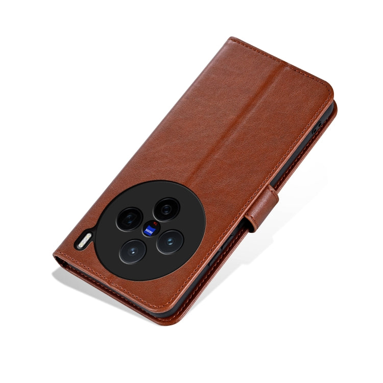 For vivo X200 AZNS Sheepskin Texture Flip Leather Phone Case(Brown)
