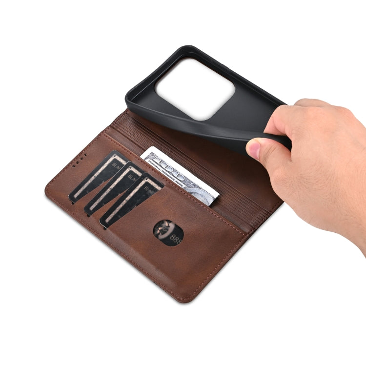 For Huawei Pura 70 Pro / 70 Pro+ AZNS Magnetic Calf Texture Flip Leather Phone Case(Dark Brown)