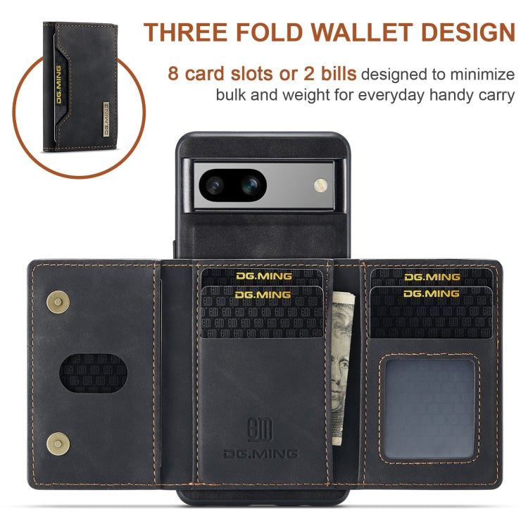For Google Pixel 8a DG.MING M2 Series 3-Fold Multi Card Bag + Magnetic Phone Case(Black)