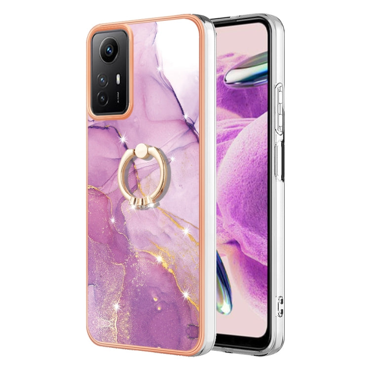 Electroplating Marble IMD TPU Phone Case with Ring Holder, For Xiaomi 13T/13T Pro, For Xiaomi Poco F5 5G / Redmi Note 12 Turbo, For Xiaomi Poco F5 Pro 5G / Redmi K60, For Xiaomi Redmi Note 12S 4G