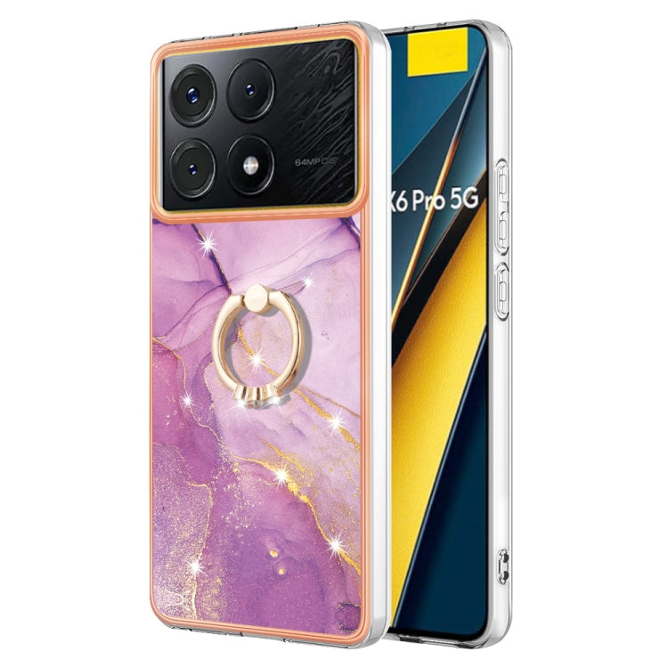 Electroplating Marble IMD TPU Phone Case with Ring Holder, For Xiaomi Redmi Note 13 Pro 4G/Poco M6 Pro 4G, For Xiaomi Redmi A3, For Xiaomi Redmi Note 13 4G Global, For Xiaomi Poco X6 Pro / Redmi K70E
