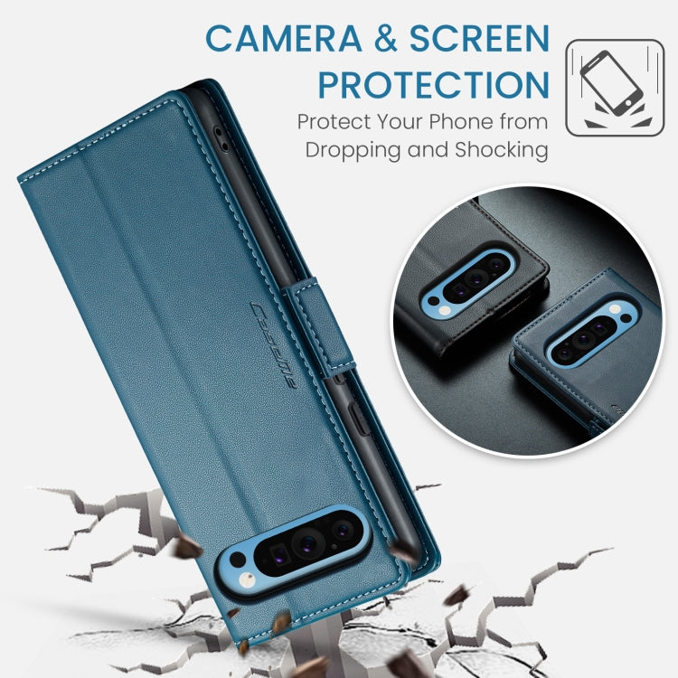 For Google Pixel 10 Pro XL / 9 Pro XL CaseMe 023 Butterfly Buckle Litchi Texture RFID Anti-theft Leather Phone Case(Blue)