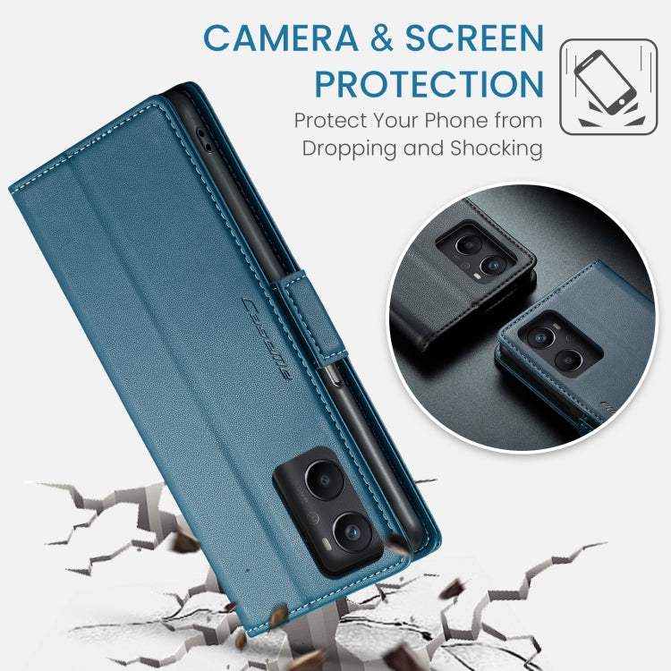 For OPPO A96 4G Global/A36 4G/K10 4G/A76 4G CaseMe 023 Butterfly Buckle Litchi Texture RFID Anti-theft Leather Phone Case(Blue)